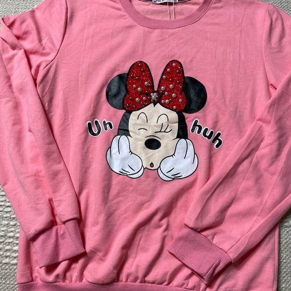 Ai Mei Pink Embellished Minnie Mouse Sweatshirt SM - Picture 2 of 7